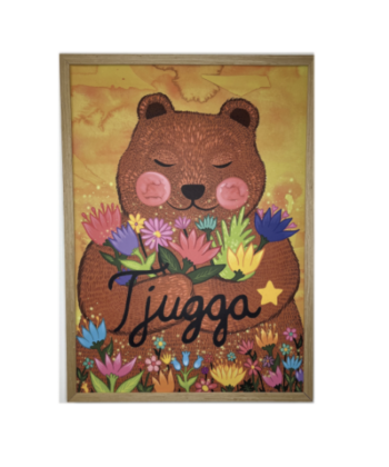 natbjørnen Tjugga Kærlighedsblomsterne A3 - Plakat til børneværelset