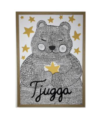 natbjørnen Tjugga plakat A3 - Plakat til børneværelset